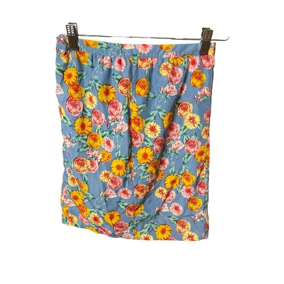 Ezra Light Blue Floral Tulip Faux Wrap Mini Skirt Sz S - Picture 2 of 8